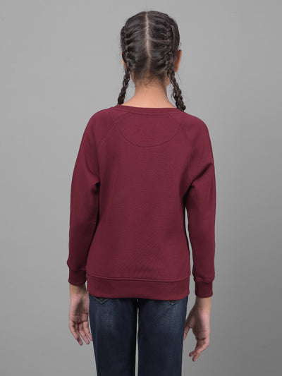 Wine Printed Sweatshirt-Girls Sweatshirts-Crimsoune Club