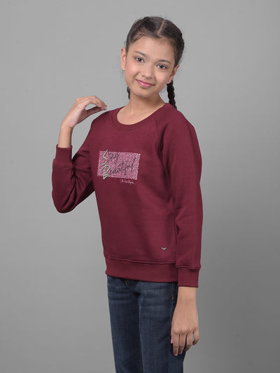 Wine Printed Sweatshirt-Girls Sweatshirts-Crimsoune Club