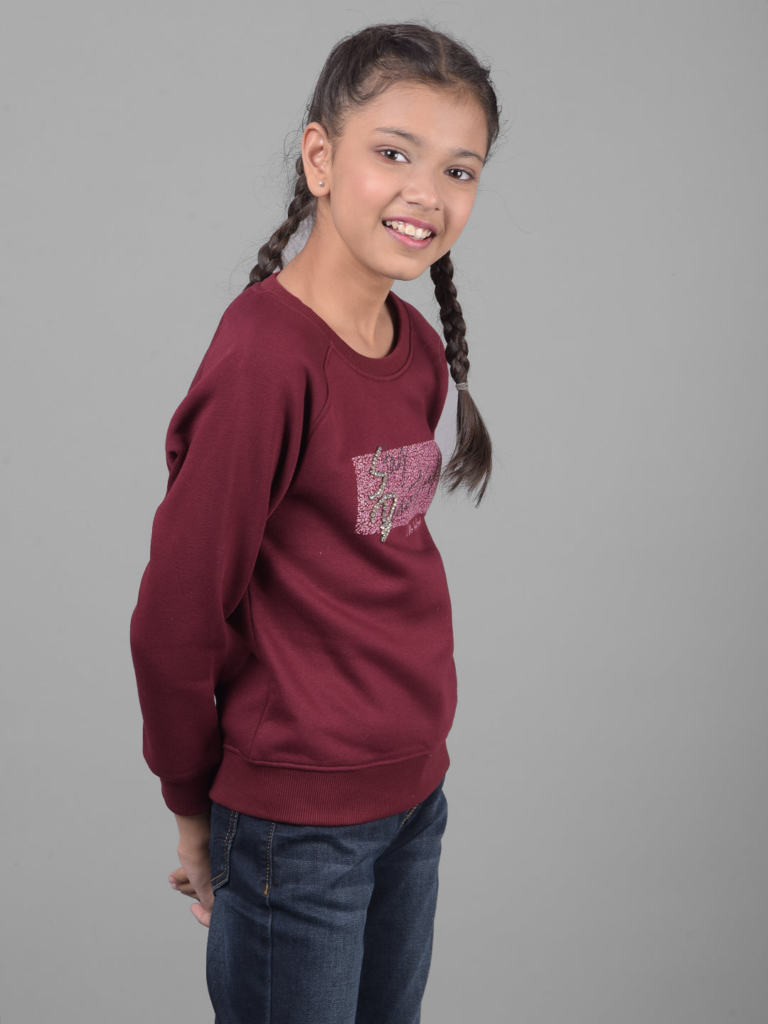 Wine Printed Sweatshirt-Girls Sweatshirts-Crimsoune Club