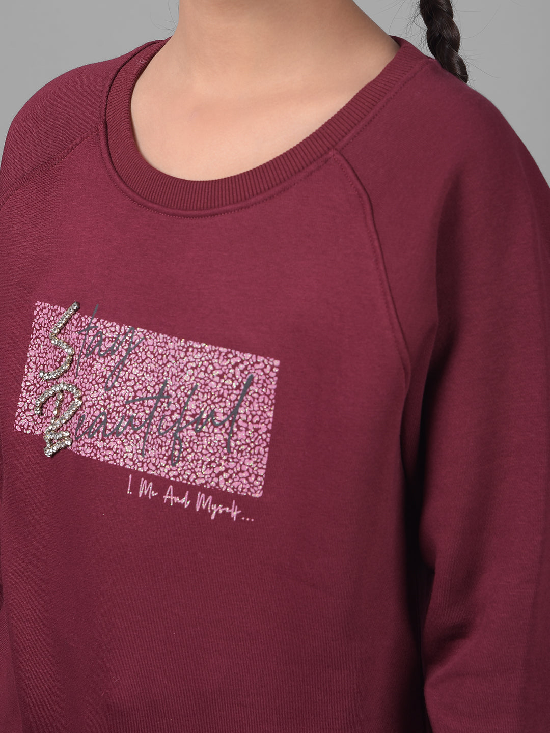 Wine Printed Sweatshirt-Girls Sweatshirts-Crimsoune Club