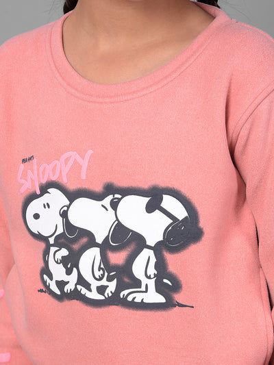 Pink Printed Sweatshirt-Girls Sweatshirts-Crimsoune Club