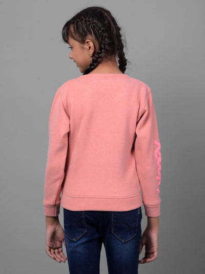 Pink Printed Sweatshirt-Girls Sweatshirts-Crimsoune Club