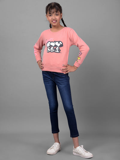 Pink Printed Sweatshirt-Girls Sweatshirts-Crimsoune Club