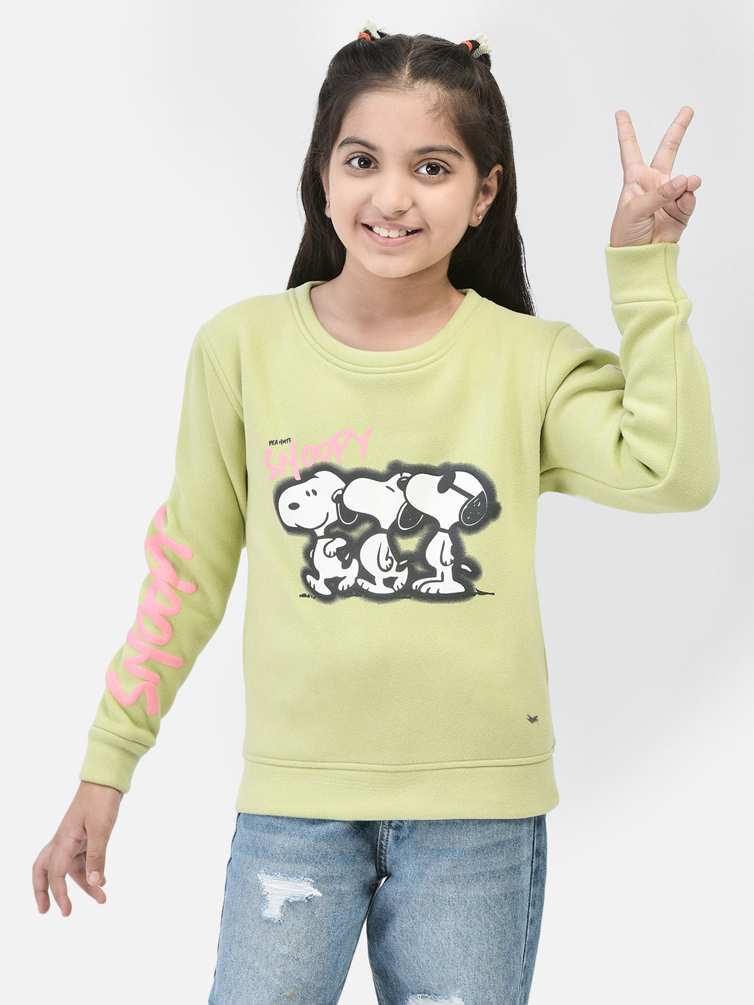 Olive Printed Sweatshirt-Girls Sweatshirts-Crimsoune Club