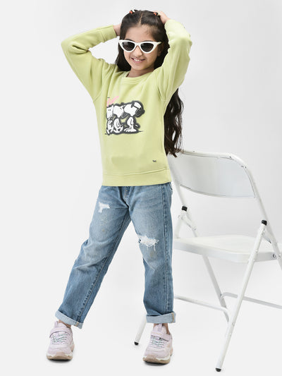 Olive Printed Sweatshirt-Girls Sweatshirts-Crimsoune Club