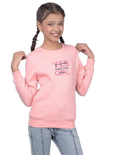 Pink Printed Sweatshirt-Girls Sweatshirts-Crimsoune Club