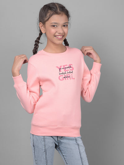 Pink Printed Sweatshirt-Girls Sweatshirts-Crimsoune Club