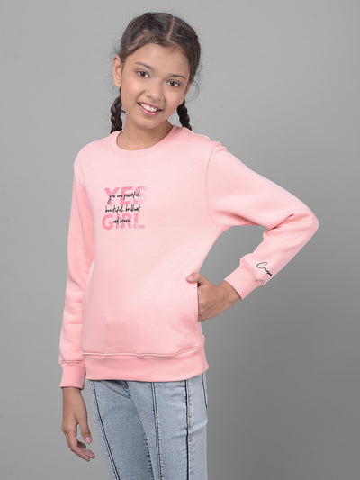 Pink Printed Sweatshirt-Girls Sweatshirts-Crimsoune Club