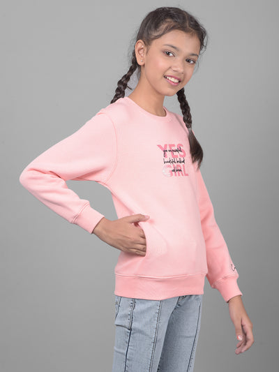 Pink Printed Sweatshirt-Girls Sweatshirts-Crimsoune Club