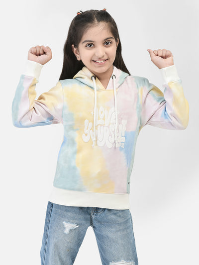 Multi Printed Sweatshirt With Hood-Girls Sweatshirts-Crimsoune Club