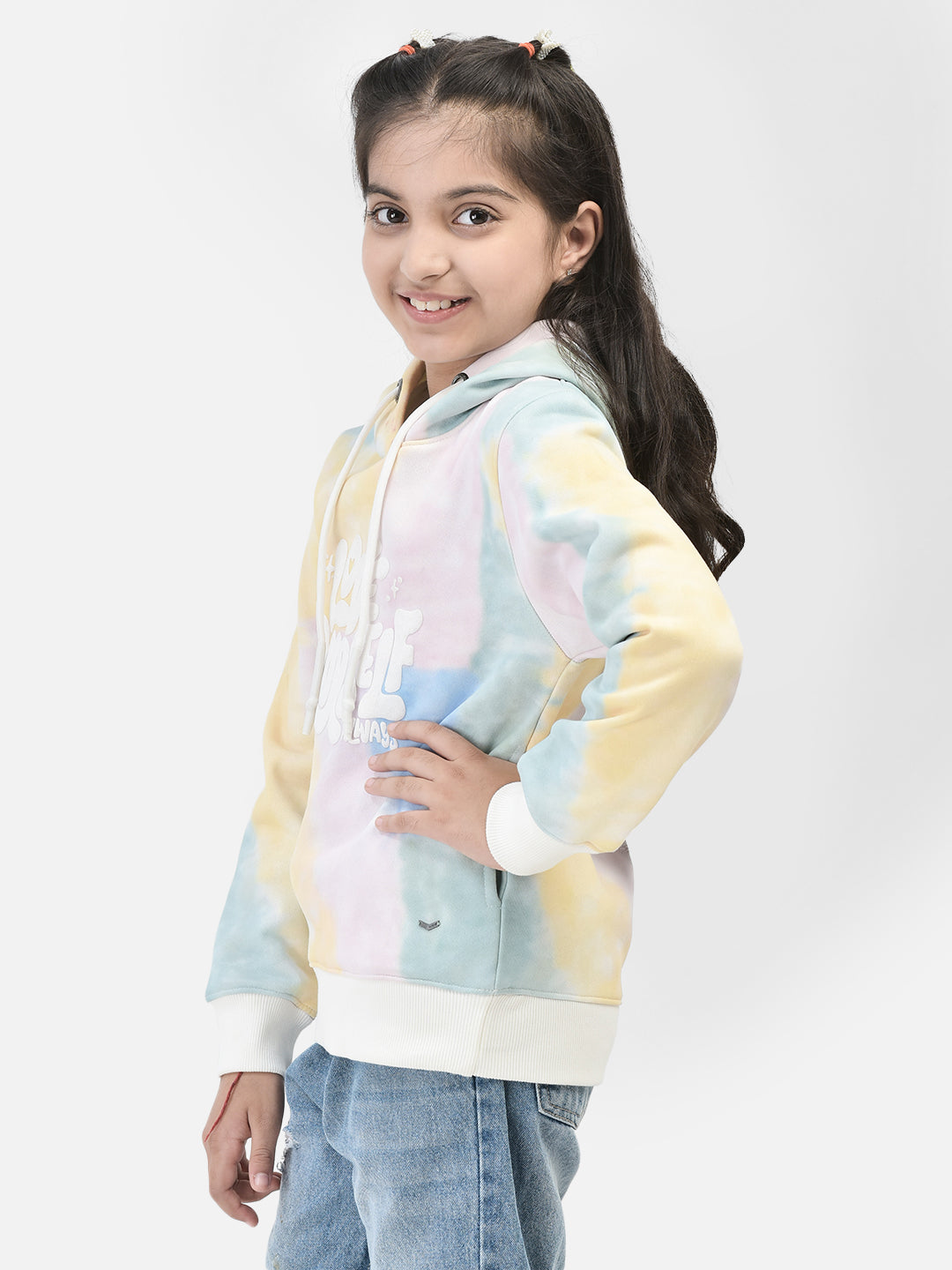 Multi Printed Sweatshirt With Hood-Girls Sweatshirts-Crimsoune Club