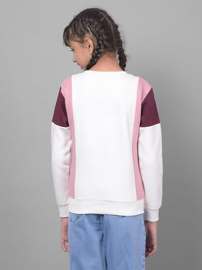 Pink Colorblocked Sweatshirt-Girls Sweatshirts-Crimsoune Club