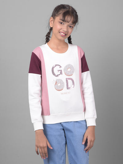 Pink Colorblocked Sweatshirt-Girls Sweatshirts-Crimsoune Club