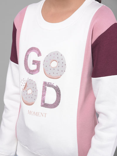 Pink Colorblocked Sweatshirt-Girls Sweatshirts-Crimsoune Club