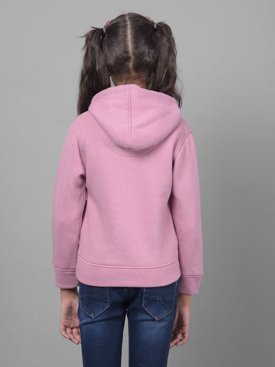 Pink Printed Hooded Sweatshirt-Girls Sweatshirts-Crimsoune Club