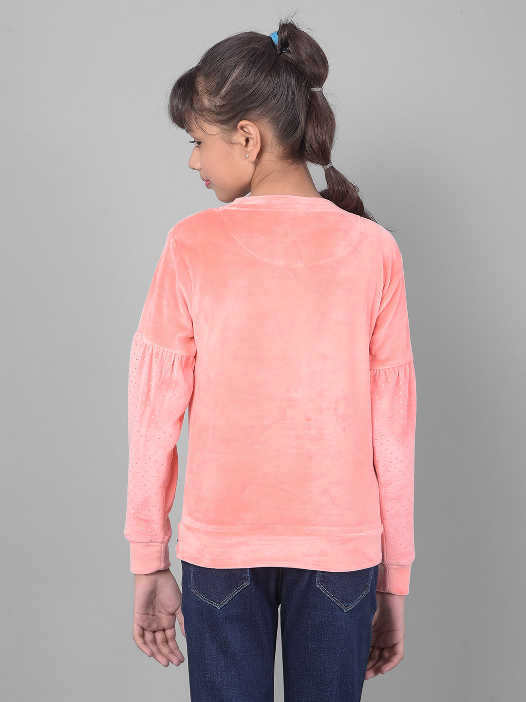 Peach Printed Sweatshirt-Girls Sweatshirts-Crimsoune Club