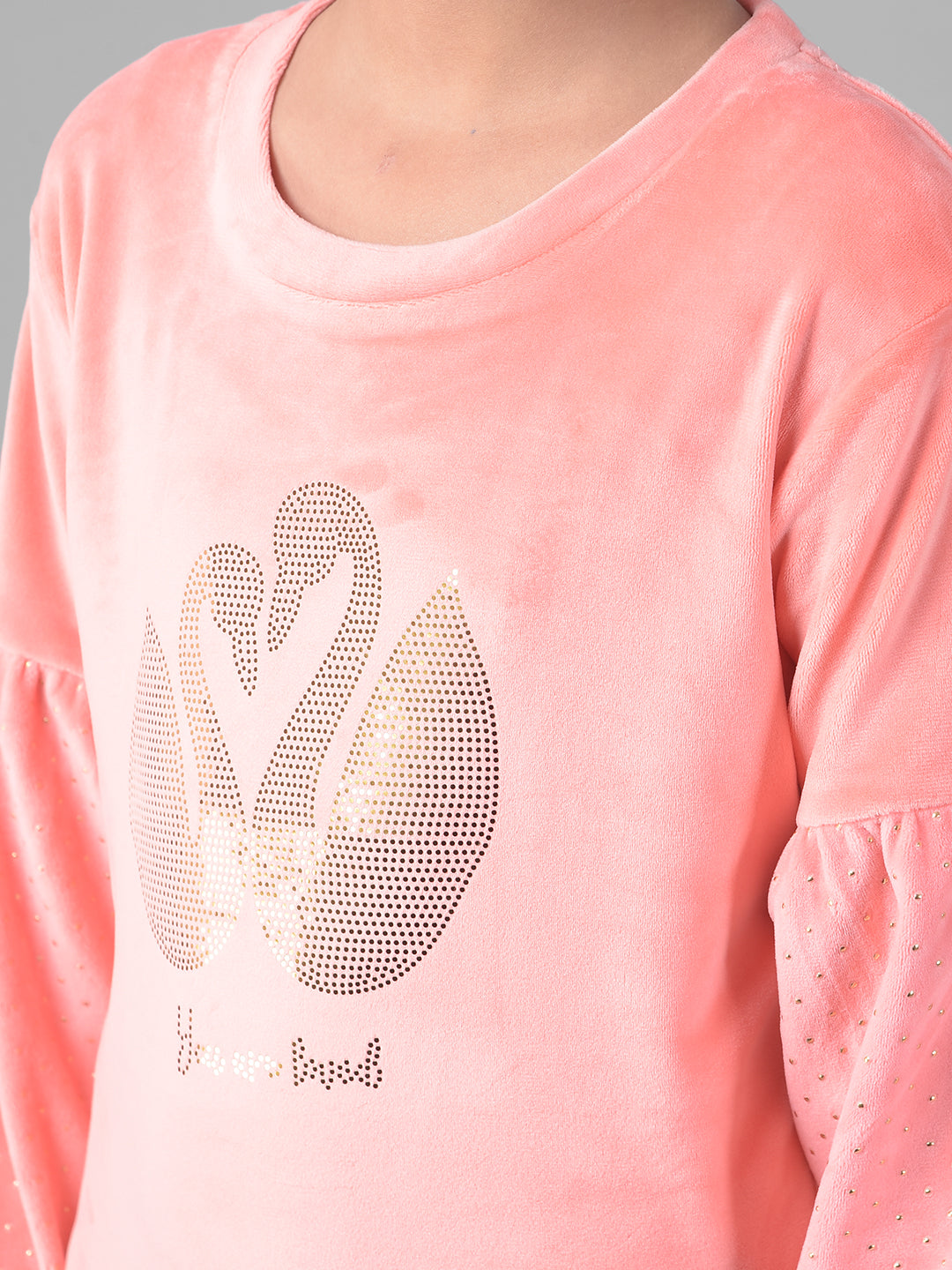 Peach Printed Sweatshirt-Girls Sweatshirts-Crimsoune Club