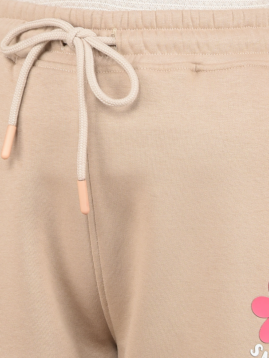 Beige Crop Length Trackpants-Girls Trackpants-Crimsoune Club