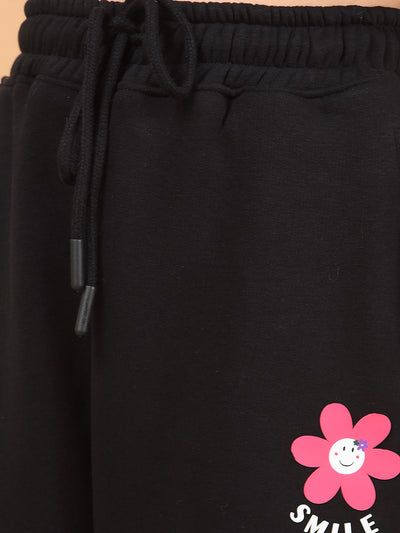Black Track Pants-Girls Trackpants-Crimsoune Club