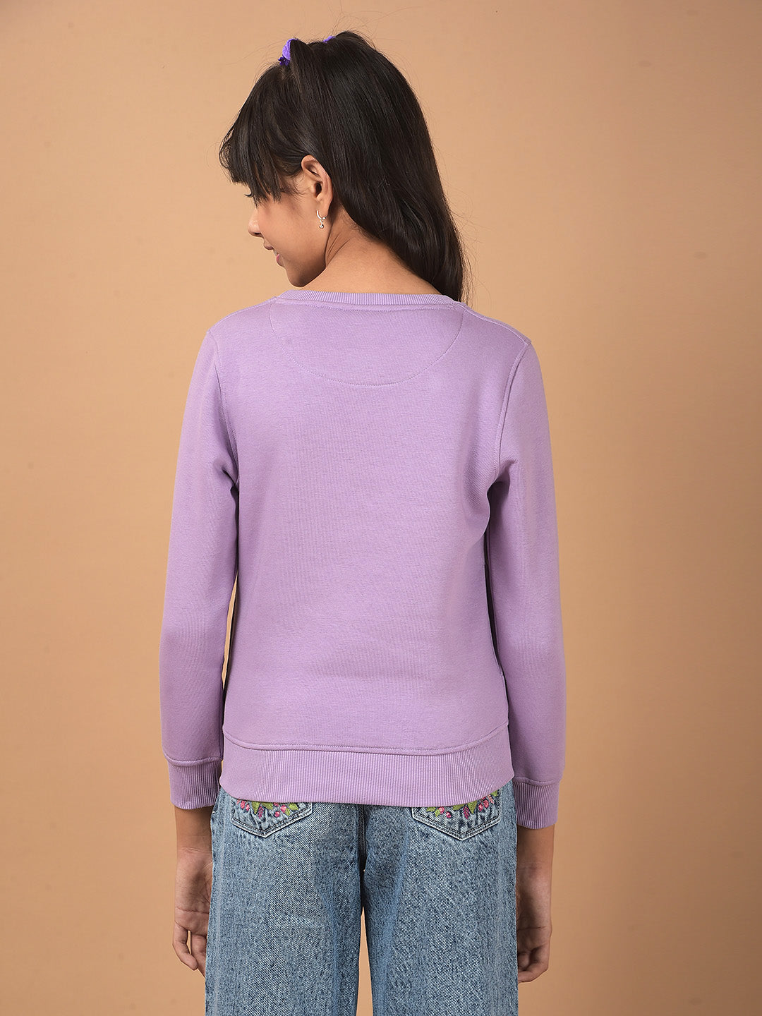 Purple Typographic Print Sweatshirt-Girls Sweatshirts-Crimsoune Club