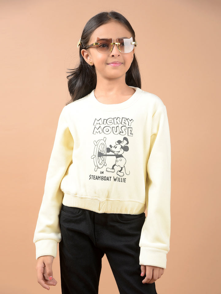 Cream Graphic Print Sweatshirt-Girls Sweatshirts-Crimsoune Club