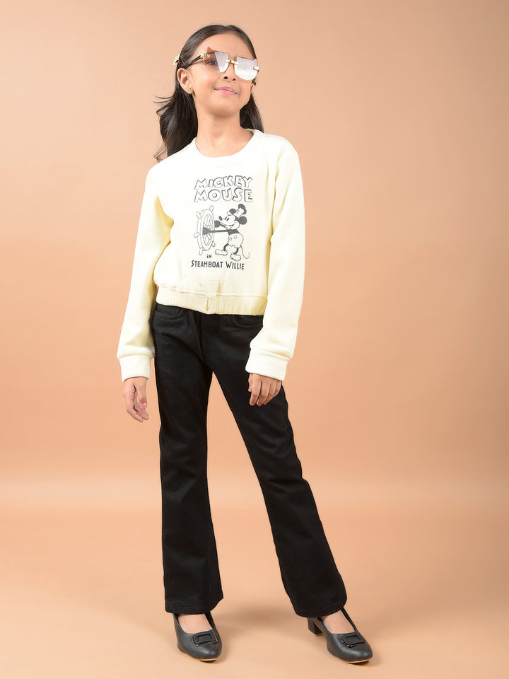 Cream Graphic Print Sweatshirt-Girls Sweatshirts-Crimsoune Club