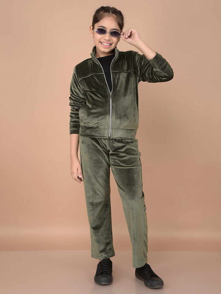 Olive Trackpants-Girls Trackpants-Crimsoune Club
