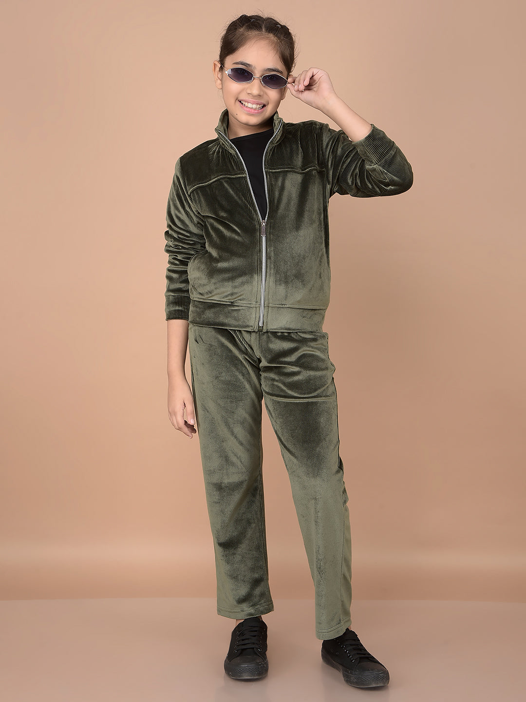Olive Trackpants-Girls Trackpants-Crimsoune Club