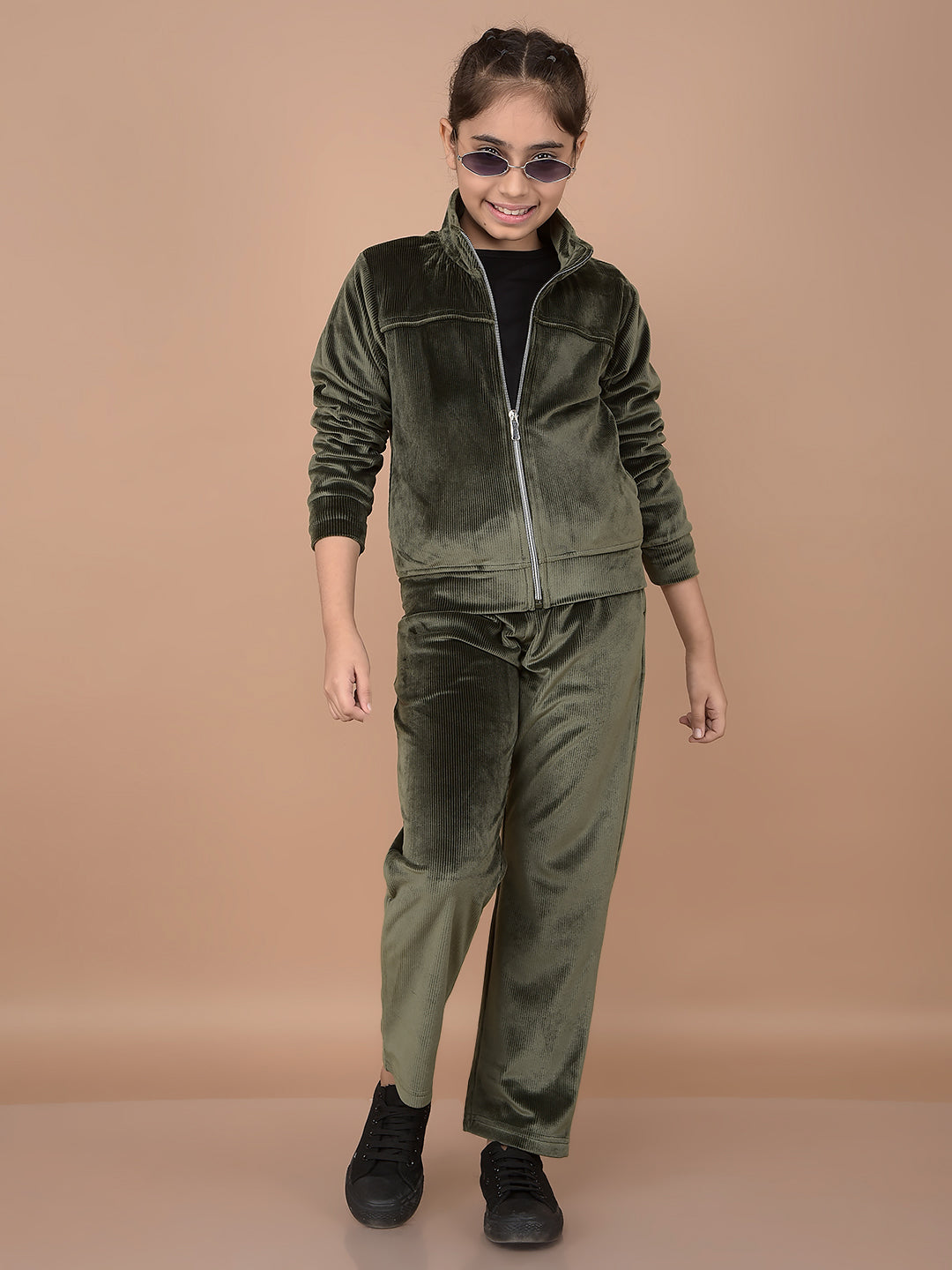 Olive Trackpants-Girls Trackpants-Crimsoune Club