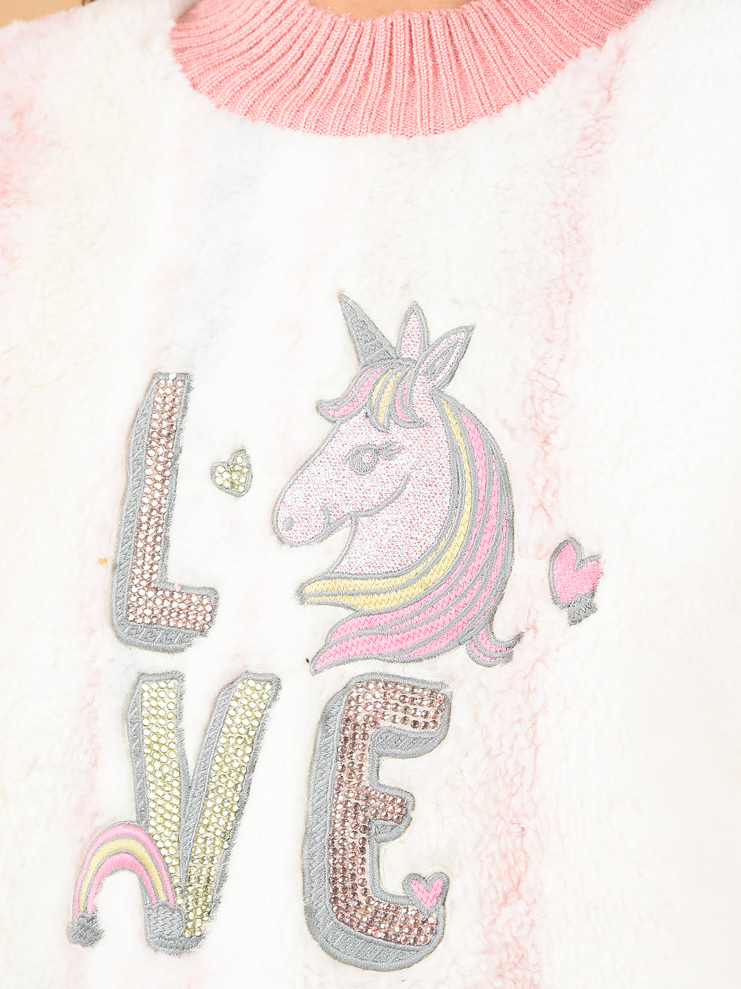Pink Graphic Print Sweatshirt-Girls Sweatshirts-Crimsoune Club