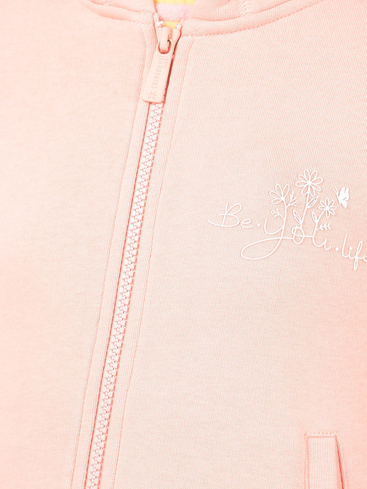 Peach Hooded Neck Sweatshirt-Girls Sweatshirts-Crimsoune Club