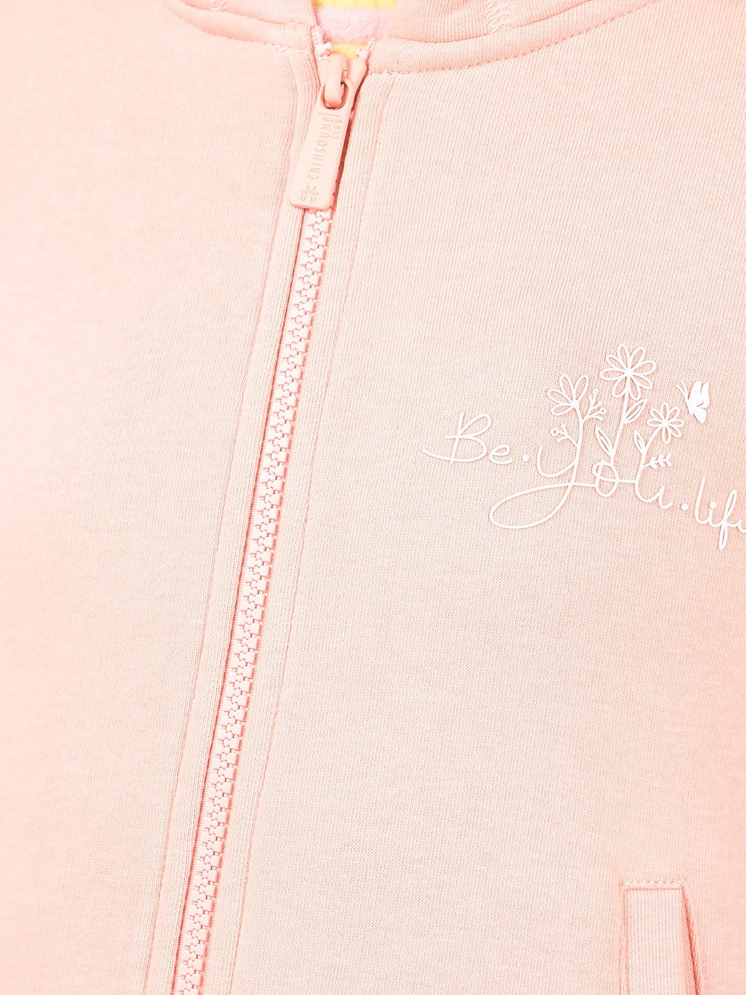 Peach Hooded Neck Sweatshirt-Girls Sweatshirts-Crimsoune Club