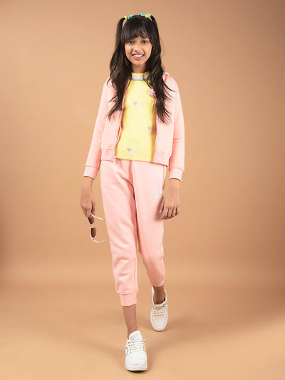 Peach Hooded Neck Sweatshirt-Girls Sweatshirts-Crimsoune Club