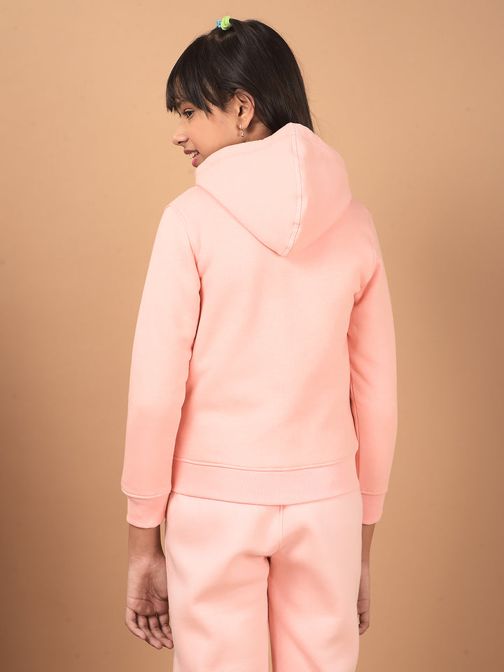 Peach Hooded Neck Sweatshirt-Girls Sweatshirts-Crimsoune Club