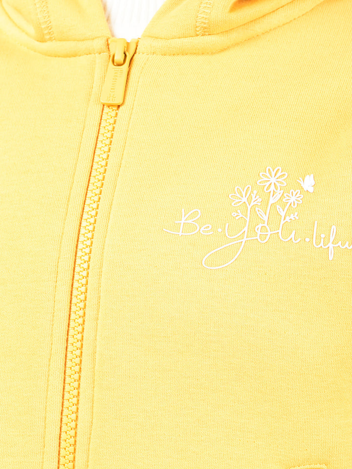 Mustard Hooded Neck Sweatshirt-Girls Sweatshirts-Crimsoune Club