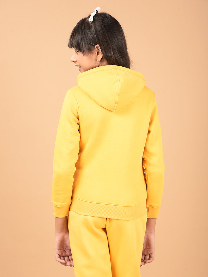 Mustard Hooded Neck Sweatshirt-Girls Sweatshirts-Crimsoune Club