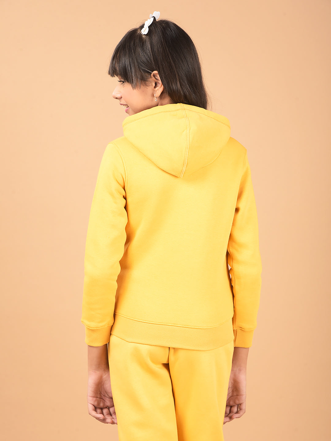 Mustard Hooded Neck Sweatshirt-Girls Sweatshirts-Crimsoune Club