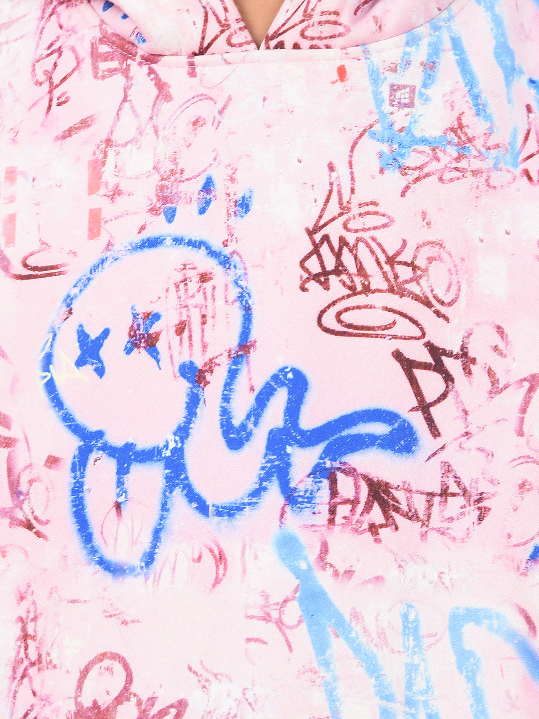 Pink Printed Hooded Neck Sweatshirt-Girls Sweatshirts-Crimsoune Club