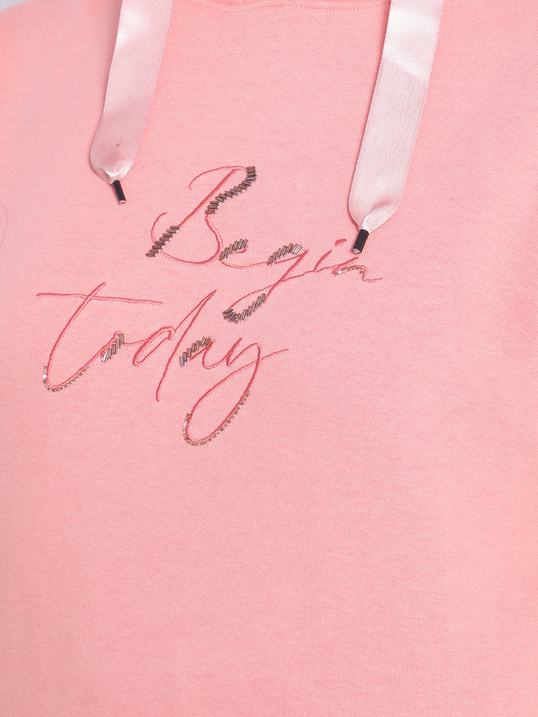 Peach Printed hooded Sweatshirt-Women Sweatshirts-Crimsoune Club