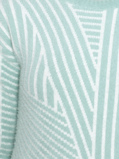 Green Printed Sweater-Women Sweaters-Crimsoune Club