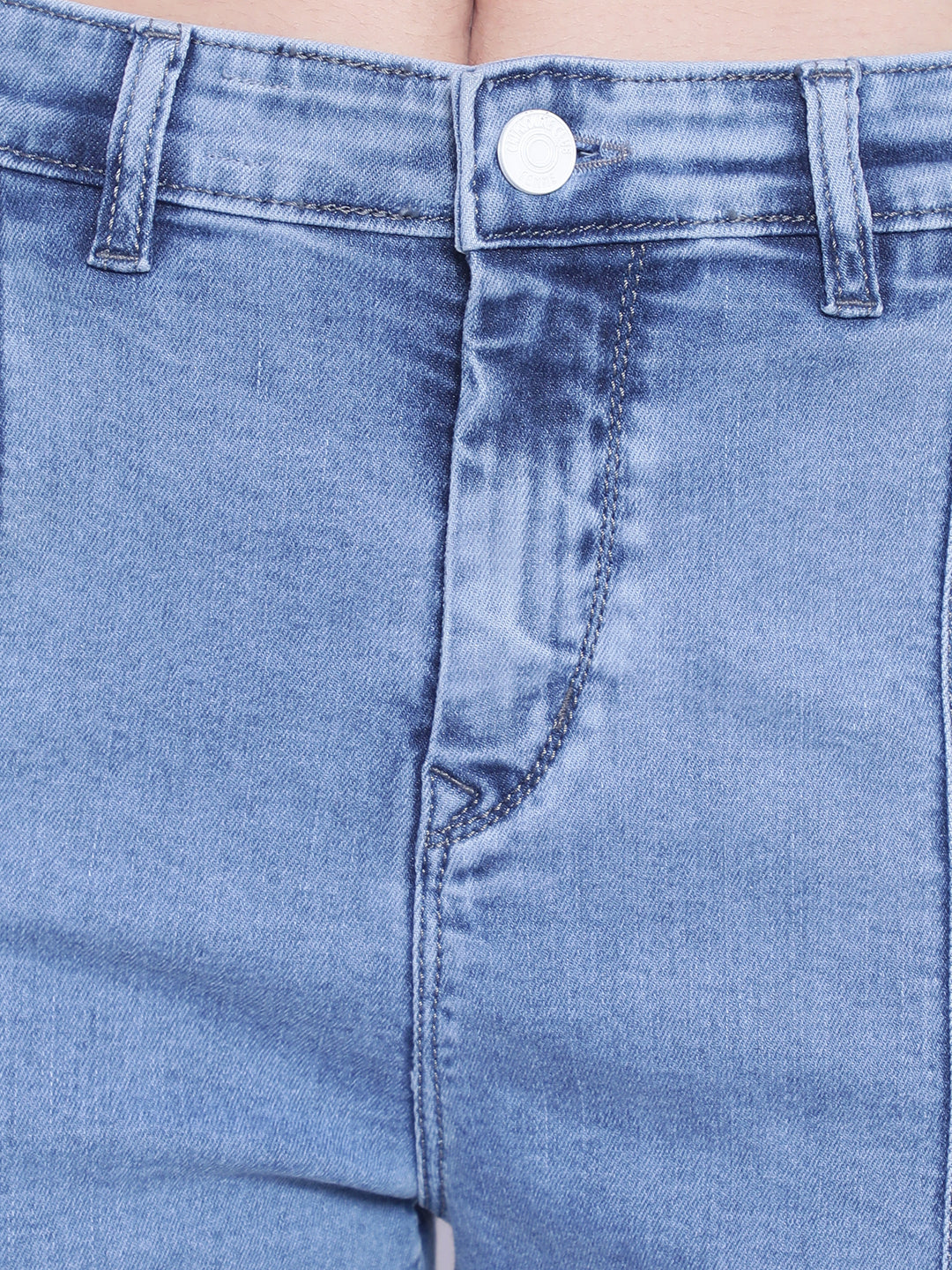 Light Blue Straight Jeans-Women Jeans-Crimsoune Club