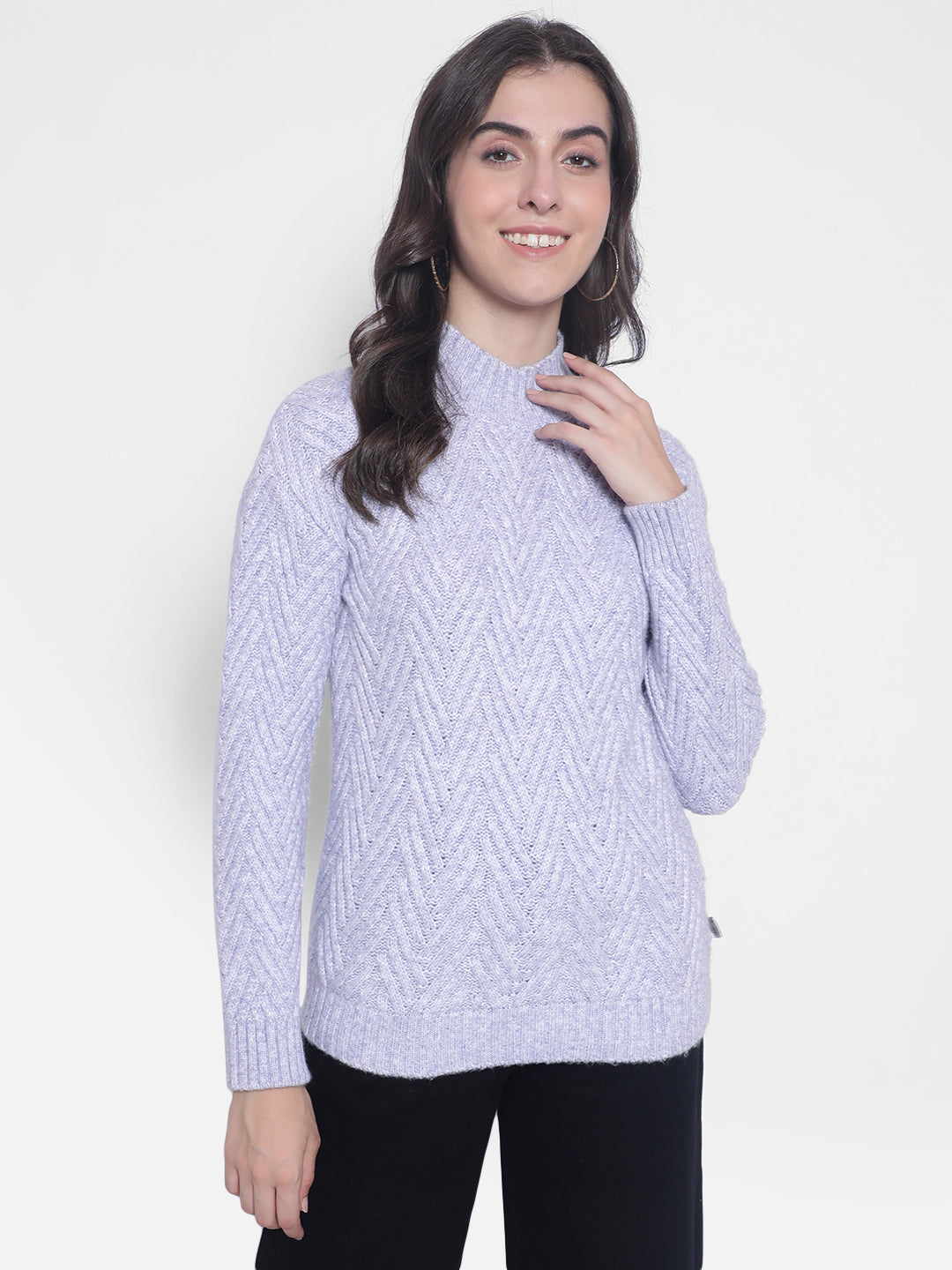 Purple High-Neck Sweaters-Women Sweaters-Crimsoune Club