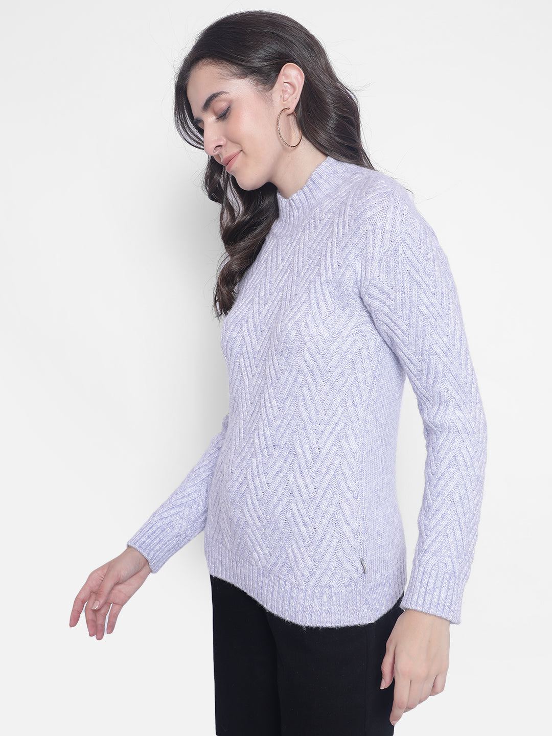 Purple High-Neck Sweaters-Women Sweaters-Crimsoune Club