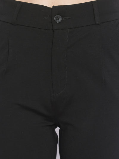 Black Crop Trousers-Women Trousers-Crimsoune Club