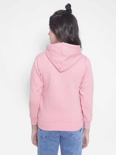 Pink Printed hooded Sweatshirt-Women Sweatshirts-Crimsoune Club