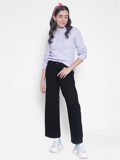 Purple High-Neck Sweaters-Women Sweaters-Crimsoune Club