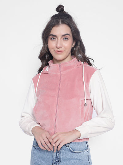 Pink hooded Sweatshirt-Women Sweatshirts-Crimsoune Club