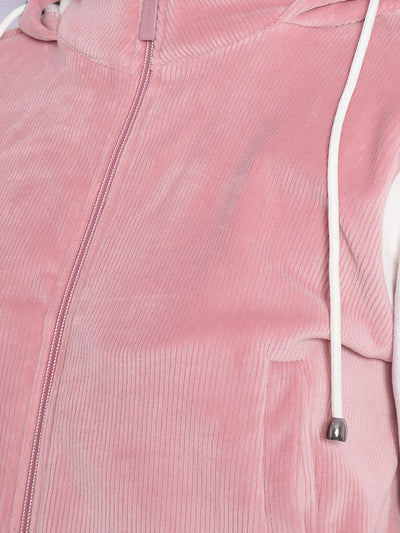 Pink hooded Sweatshirt-Women Sweatshirts-Crimsoune Club