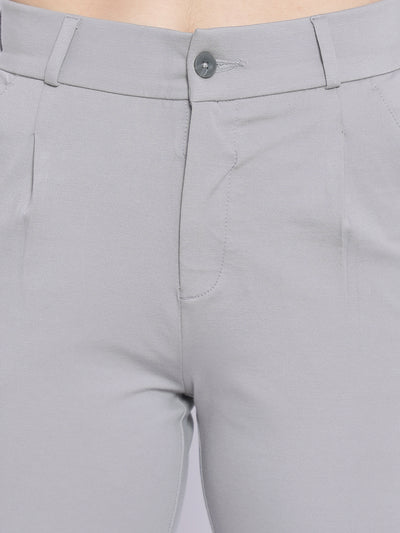 Grey Crop Trousers-Women Trousers-Crimsoune Club