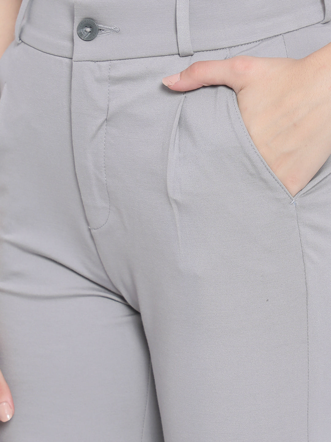 Grey Crop Trousers-Women Trousers-Crimsoune Club